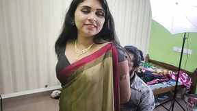 BDSM both hand tied and blindfolded in saree by vaishnavy and Sharun Raj, Mallu couple hot bdsm ass and boobs kiss romance