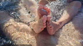Cum on Wet Steps - Dream Outdoor Bath Threesome Foot Job 4K