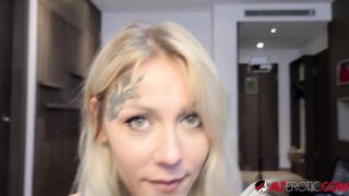 Nayomi Sharp Giving a Blowjob Before Tattooing herself