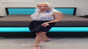 Curvy MILF tries on mules with her husband