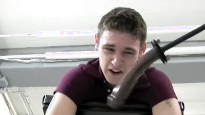 Submissive twink spanked until his ass is red and dildoed