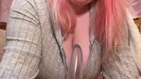 Horny Bbw Bunny rides her Tentacle Dildo