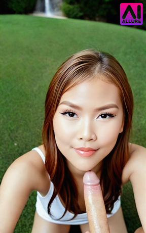 She sucks the dick and smiles with a teasing flirt