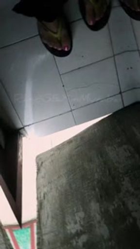 Indian cool girl pissing with beautiful view in village toilet - almost caught