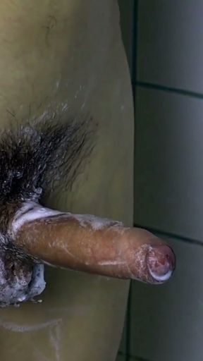 great cock massage in the shower and powerful of white cum   Clip 1