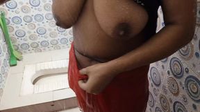 Indian step-sis gets porked like a naughty&#x1F608; toilet slave, cum-filled bathroom romp, step-bro's favorite hole