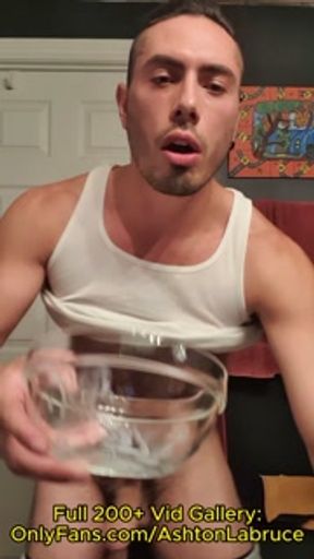 CUMSHOT in this transparent bowl