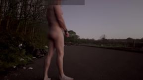 Naked jerking in the road
