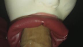 Double throatshot in shiny pants