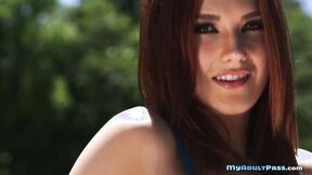 Titty ginger teasing white shaft oral sex