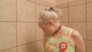 FRISKY BUSINESS- birthday girl horny in public bathroom