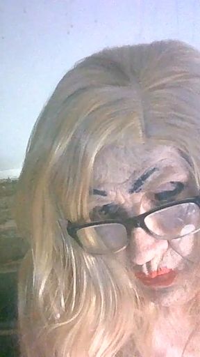 Ugly old sissy spunk bucket slag Sarah tries to make herself attractive to men by applying makeup to her ugly slag face   Clip 1