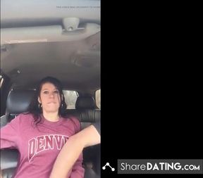 Amateur Brunette Fingers Herself in Public