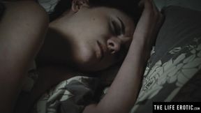 ”Brunette hottie fantasies about being tied up while masturbating”