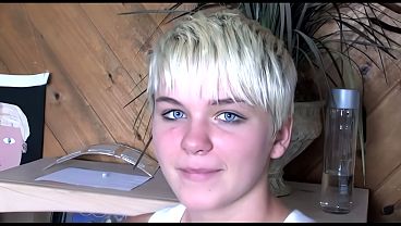 Blonde girl sucking huge cock