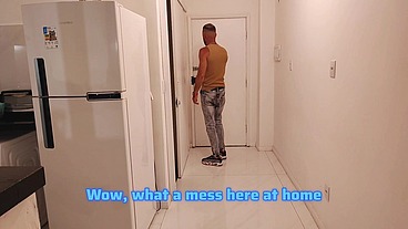 I found my wife at home, totally horny, smoking and wearing nothing but lingerie—and her thong had "eat my ass" written on it. Guess what happened next. Vagninho and DutraSura