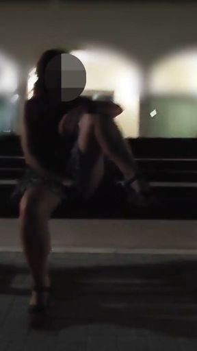 Hot teacher flashing the wet pussy in public street  with many people around - MissCreamy   Clip 1