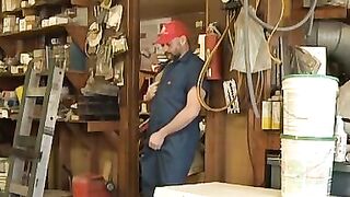 UNLEASH THE BEAST watch as our rugged hairy GOD descends into ECSTATIC SHEDROOM ESAHtk Act