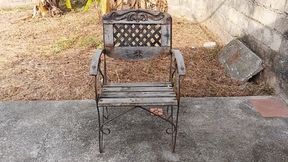 With pantyhose and stiletto heels dangling she smokes a cigarette (3)