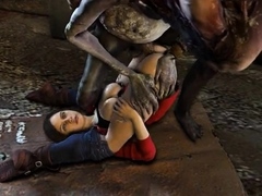 Claire Redfield captured by the fish monster Salvatore