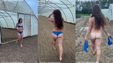 young woman showing off