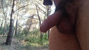 Nude Walking in the Forest with Random Pee