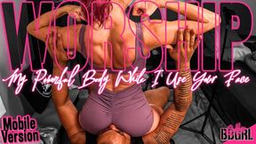 Sweaty, Muscular Facesitting - GoddessBBGRL crushes, humiliates, cums on, and ruins her fat lazy slave - Mobile Version