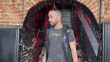 SPanish boy fucking bareback in backroom in fetish outfits