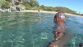 Black Stocking and Anal Beads in the Sea