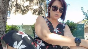 Beautiful Italian stepmother smokes in the garden in a super sexy way 4K