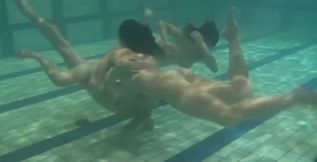 Sweet teen trio underwater in the pool filmed nude