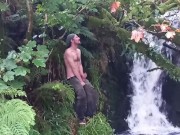 Stroking my dick by the falls