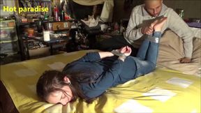 I lick woman's feet who has ankles and wrists tied (Jouanna & Bob45) HD - WMV