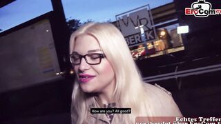 German blonde with glasses and inside Nylons pick up at the street