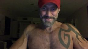 Gorgeous Mature Muscle Bear Jerks Off and Moans