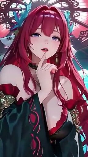 Forbidden Feast in the Underwater Palace, Black and Red Kimono Slightly Wet.