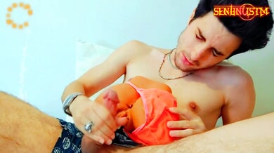 Passionate anilingus from a tan-skinned beauty in a pink thong