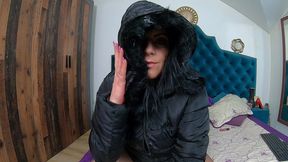 dirty talk joi in bed –ironing fetishans downjacket & intense orgasm