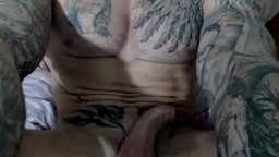 Muscular Tattoed Hot Stud Jerking Off Hard