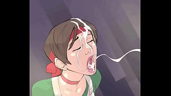 Pero que rico bukkake recibe Rebecca Chambers en su cara - Resident Evil