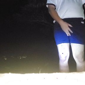 Japanese boy in PE uniform and briefs masturbates in the mountains