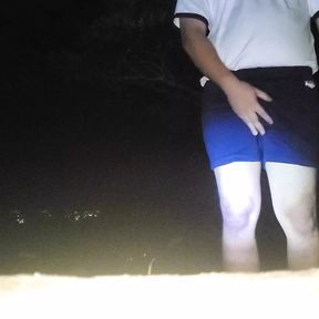 Japanese boy in PE uniform and briefs masturbates in the mountains