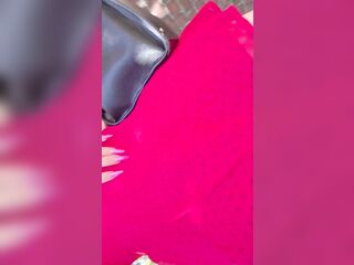 Sissy walking outside showing her chastity cage