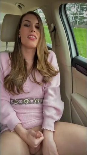 Naughty solo play in the car gets busted by strangers