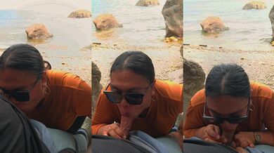 Public blow job at the beach Almost get caught