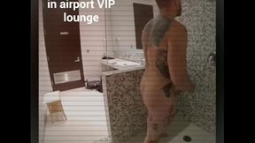 Shower masterbation in high-class lounge