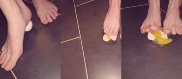 Egg gets crushed by barefeet Giantess