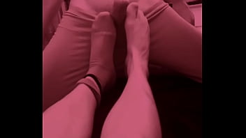 short video of an amateur guy rubbing his foot against his friend&#039_s big hard cock