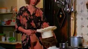 Redhead classic lean German milf gets on her knees to blow dick