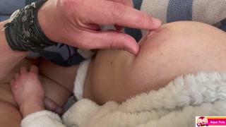 Hand Job with a lot Cum on Big Tits when He Play with My Nipples
